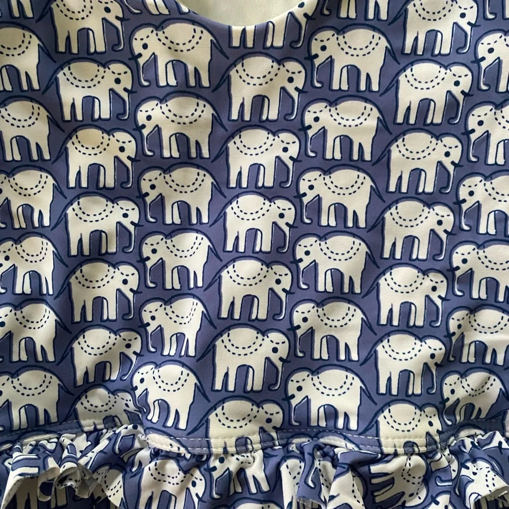 Roller Rabbit Kids Swim Set in Navy and White Elephant Print